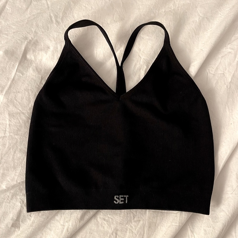 SET ACTIVE SCULPTFLEX Ribbed V Bra - Onyx